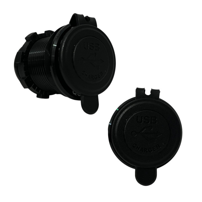 Врезная USB розетка авто 3 порта QC 3.0 + PD Type-C с Кнопкой 12V-24V Синяя подсветка + Клеммы