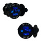 Врезная USB розетка авто 3 порта QC 3.0 + PD Type-C с Кнопкой 12V-24V Синяя подсветка + Клеммы
