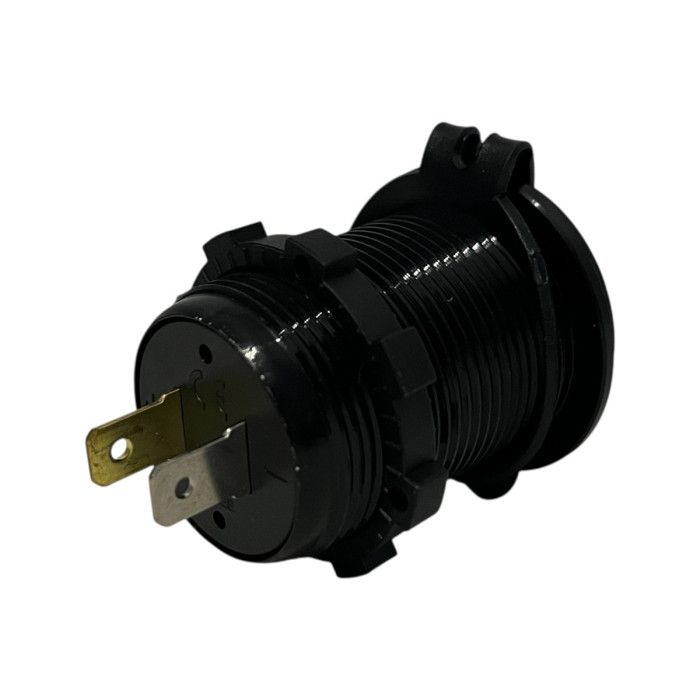 Врезная USB розетка авто 3 порта QC 3.0 + PD Type-C с Кнопкой 12V-24V Зеленая подсветка + Клеммы