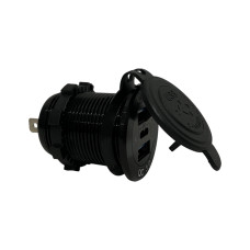 Врезная USB розетка авто 3 порта QC 3.0 + PD Type-C с Кнопкой 12V-24V Зеленая подсветка + Клеммы