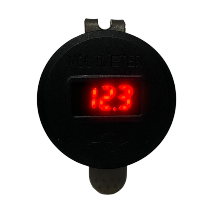 Врезная USB розетка авто 3 порта QC 3.0 + PD Type-C с Вольтметром и Кнопкой Красная + Клеммы