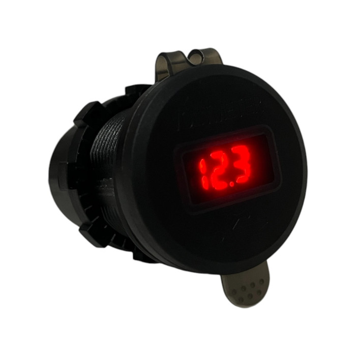 Врезная USB розетка авто 3 порта QC 3.0 + PD Type-C с Вольтметром и Кнопкой Красная + Клеммы