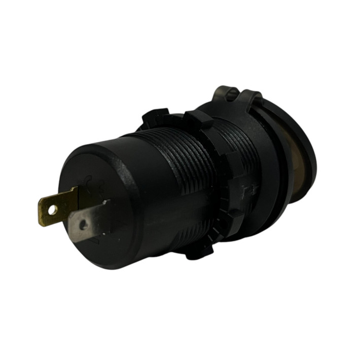 Врезная USB розетка авто 3 порта QC 3.0 + PD Type-C с Вольтметром и Кнопкой Красная + Клеммы