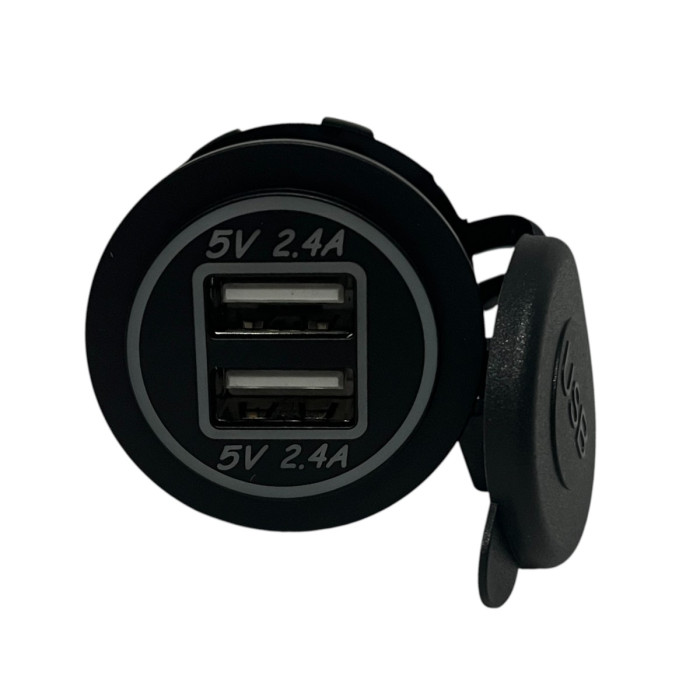 Врезная USB розетка в авто DS2118 12V-24V 2 порта 4.8A (2.4A+2.4A) Красная подсветка
