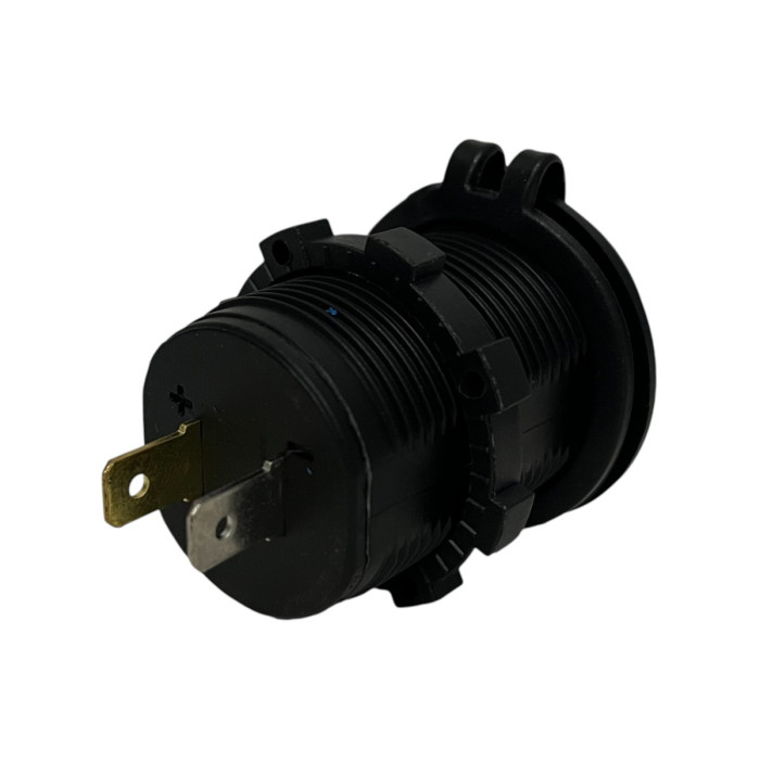 Врезная USB розетка в авто DS2118 12V-24V 2 порта 4.8A (2.4A+2.4A) Синяя подсветка + Клеммы