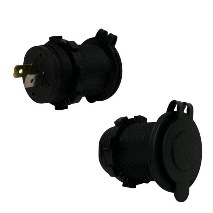 Врезная USB розетка зарядка в авто 12V-24V 2 порта 3.1A (2.1A+1A) Синяя подсветка + Заглушка