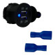Врезная USB розетка зарядка в авто 12V-24V 2 порта 3.1A (2.1A+1A) Синяя подсветка + Заглушка