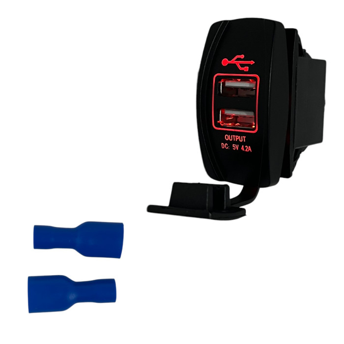 Врезная USB зарядка Light X DS2302 для Toyota, Volkswagen, BMW (4.2A, 2×2.1A, прямоугольная)