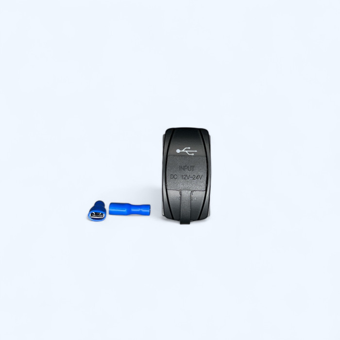 Врезная USB зарядка Light X DS2302 для Toyota, Volkswagen, BMW (4.2A, 2×2.1A, прямоугольная, синяя подсветка)