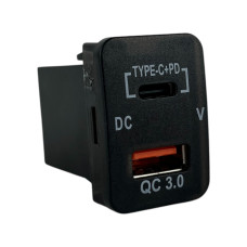 Врезная USB зарядка Light X Type-C PD + QC 3.0 для Toyota, Volkswagen, BMW (12-24V, быстрая зарядка)