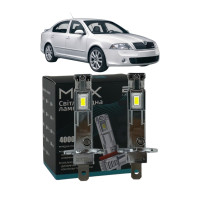 LED лампы Skoda Octavia A5 2004- H1 M6X дальний свет (4000Lm 5500K) / Шкода Октавия А5 (комплект 2 шт.)