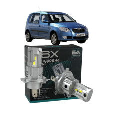 LED лампы Skoda Roomster (H4) 2006- H4 M6X ближний/дальний свет (4000Lm 5500K) / Шкода Румстер (комплект 2 шт.)