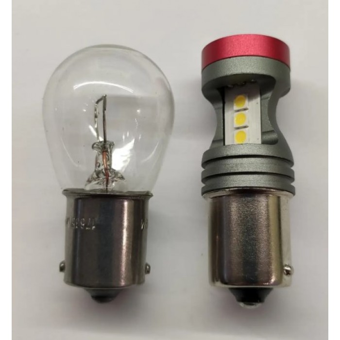 Лампа светодиодная EA Light X P21W 1156 12V одноконтактная 7 диодов линза с обманкой