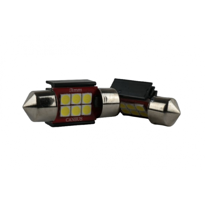 Светодиодные лампы 6SMD 36 мм белые 12-24V для салона, дверей, номера