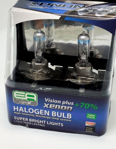 Комплект галогенних ламп EA Light X H11B 12V 55W PGJY19-2 VISION PLUS+70% (пластиковий бокс 2шт)