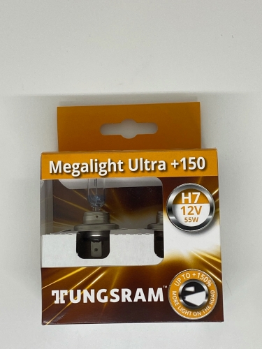 Комплект галогенных ламп Tungsram H7 12V 55W (2 шт./пластиковый бокс) Megalight Ultra +150%